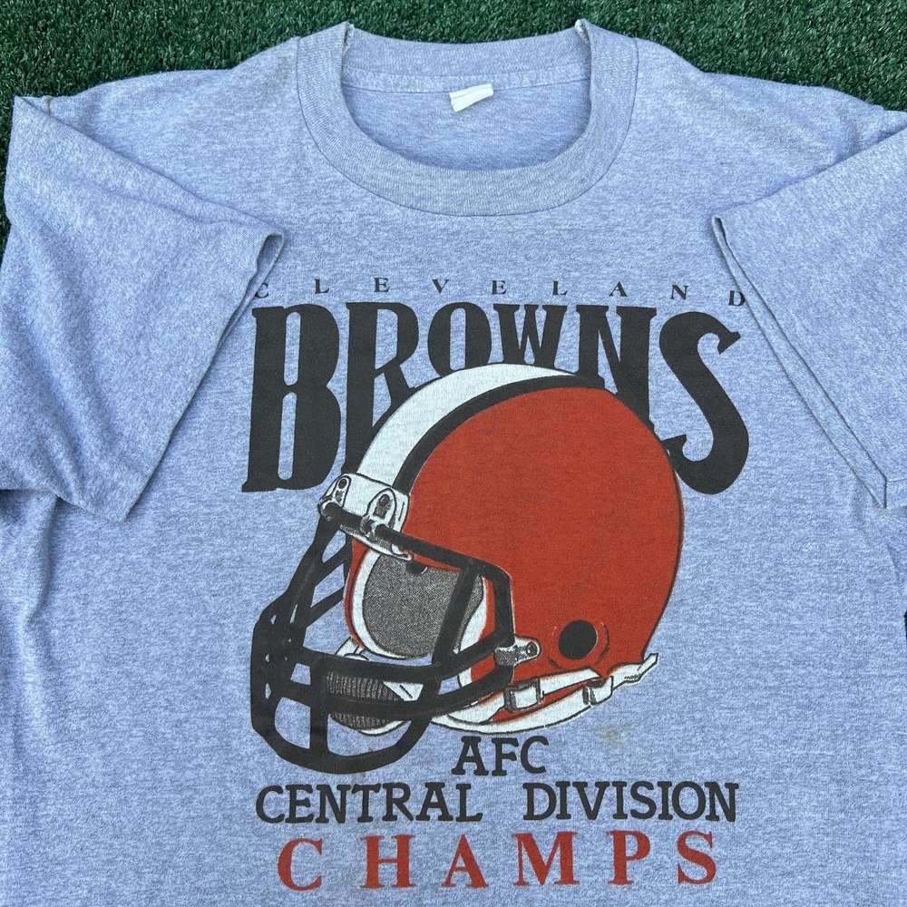 VTG Cleveland Browns‎ T-Shirt Mens Medium Gray AFC Central Division Champs 80s